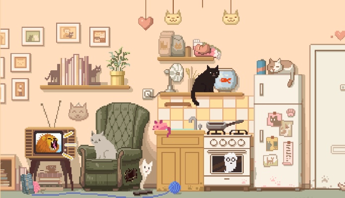 itch.ioのインディーゲーム「Six Cats Under」のプレイ画面