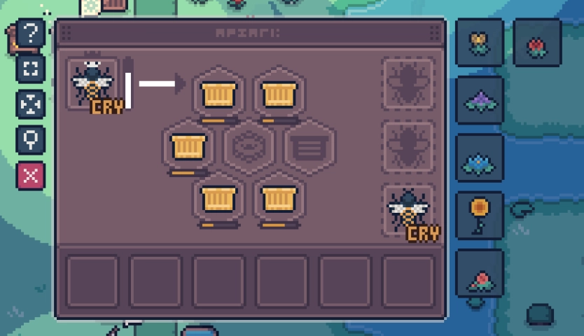 『APICO』のゲーム画面（養蜂箱）